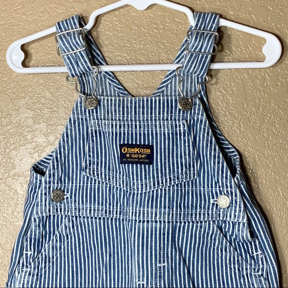 OshKosh B'gosh Blue & White Striped Short Overalls